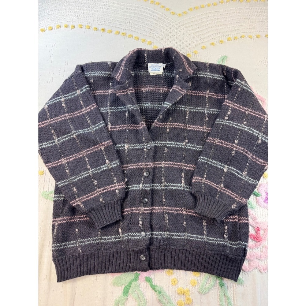 Vintage Pendleton Country Sophisticates Wool Blend Cardigan Sweater Gray XL USA